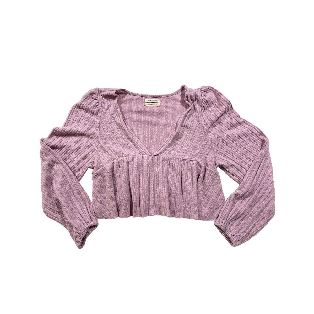 Urban Outfitters Pink Blouse Shirt Womens Small Long Sleeve Crop Top Ladies